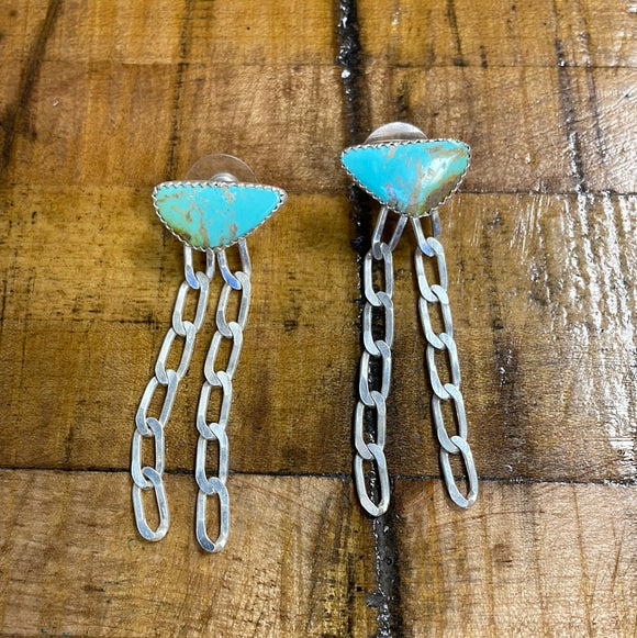 Turquoise dangle earrings - 2 chains
