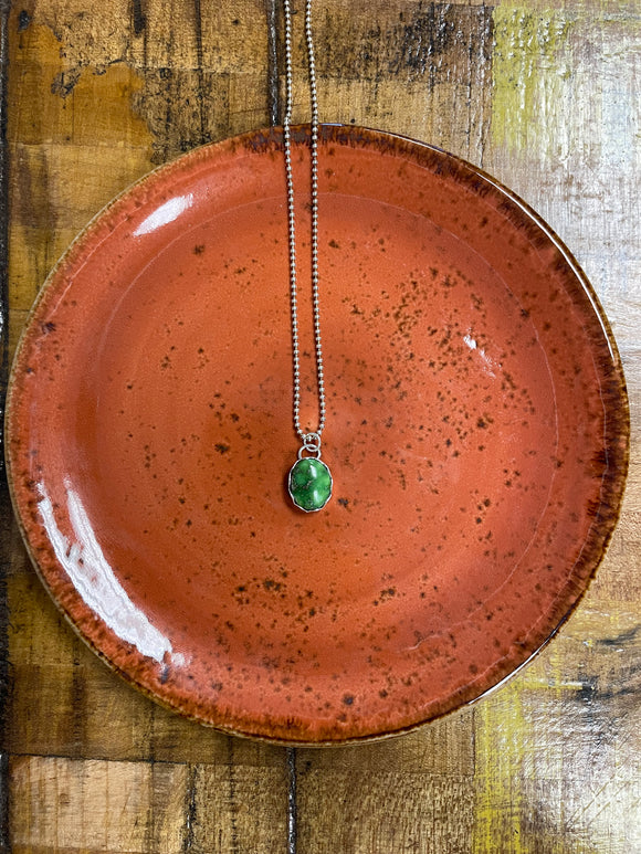 Green Pendant Single Stone Turquoise Necklace