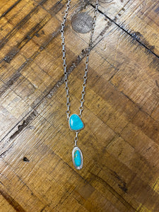 2 Stone Turquoise Drop Necklace