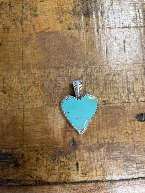 Turquoise Heart Pendant on Navajo Pearls