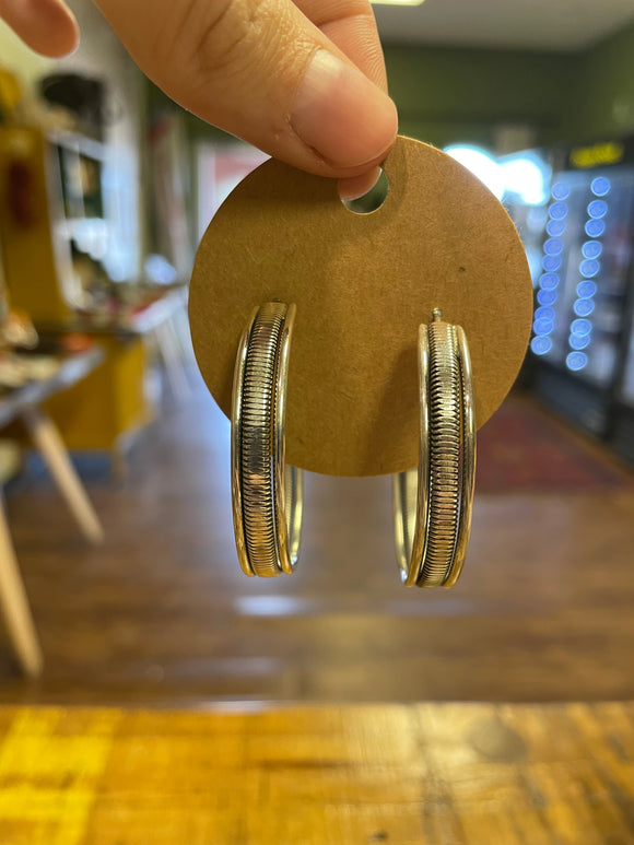 Stamped Silver Hoop Earrings