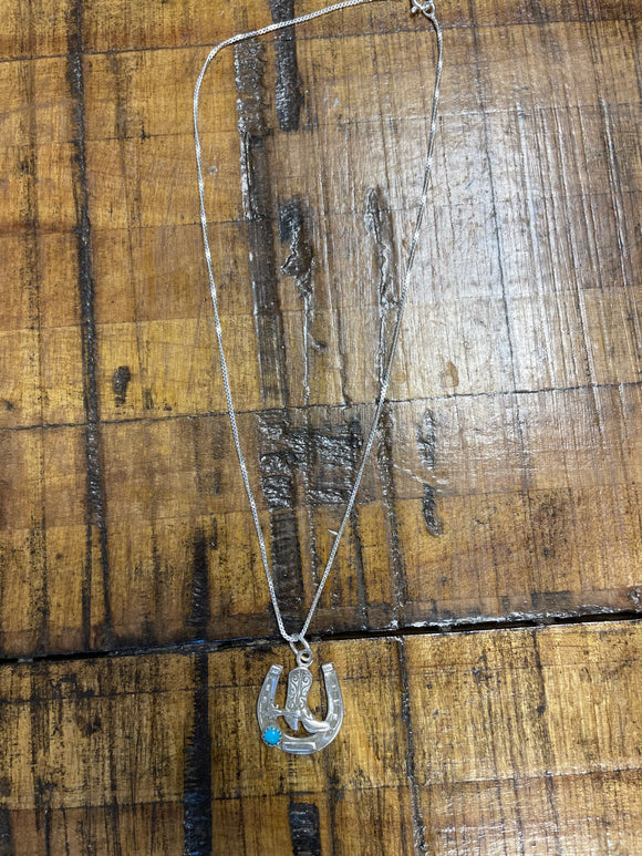 Horseshoe and Cowboy Boot Charm Necklace