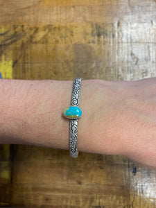 Stamped Turquoise Cuff